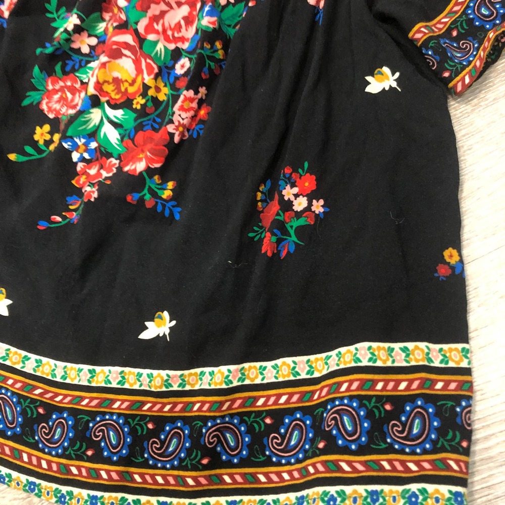 Flying Tomato Floral Off the Shoulder Top Medium Black Floral Print Shirt - Picture 9 of 14